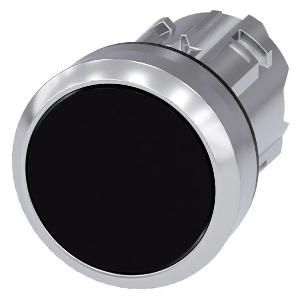 Víkendová Akce SIEMENS 3SU1050-0AB10-0AA0 Pushbutton, 22 mm, round, metal, shiny, black, pushbutton
