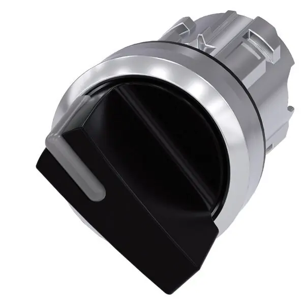 SIEMENS 3SU1052-2BC10-0AA0 Illuminable selector switch, 22 mm, round, metal shiny, black, Velkoobchod