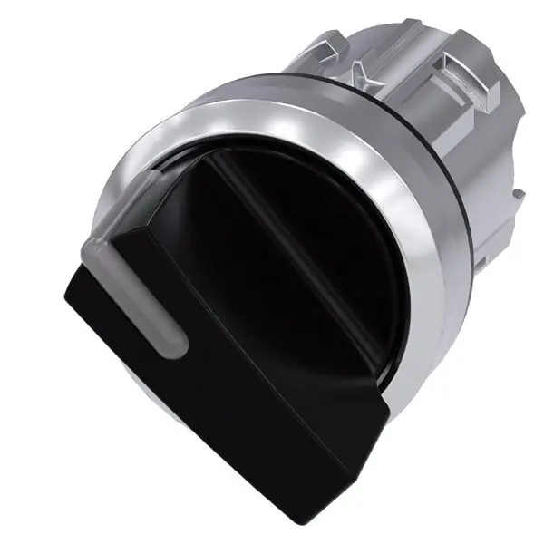 SIEMENS 3SU1052-2BF10-0AA0 Illuminable selector switch, 22 mm, round, metal shiny, black, Exkluzivní