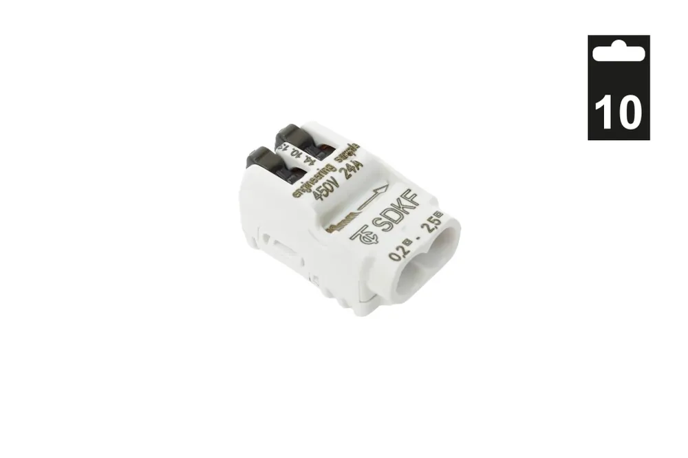 Ruční Výroba ELECTRO TERMINAL 1077210 Svorka krabicová páčková SDKF 2/10 univerz., bezšroubová (bílá, bal.=10ks)