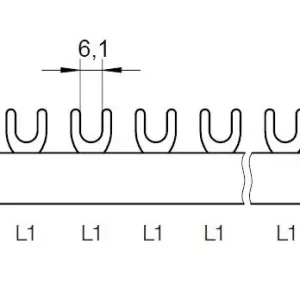 Výprodej POLLMANN 2210111 Propojovací lišta G-1L-27-1000/24 ISO, vidlička, 1pól., 100A, rozteč 27mm