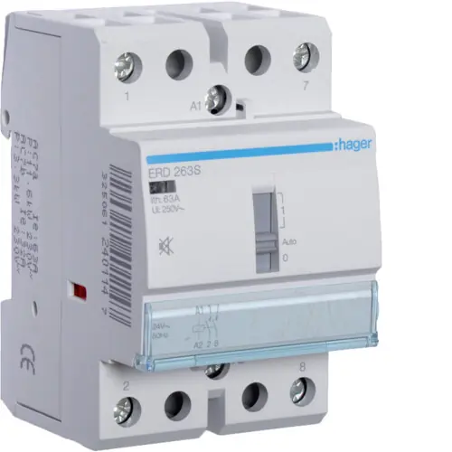 Expresní Doručení HAGER ERD263S Stykač se sníženou hlučností 63A, 2S, 24V AC/DC