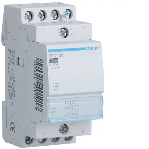 HAGER ESD428 Stykač 25A, 3S+1R, 24V AC Finální Výprodej