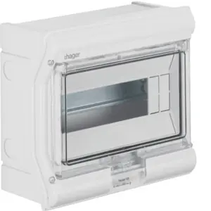 Finální Výprodej HAGER VE110SN Rozvodnice nástěnná UV-stabilní vector II, IP65, 1-řadá, 8+2 mod., bez perfo