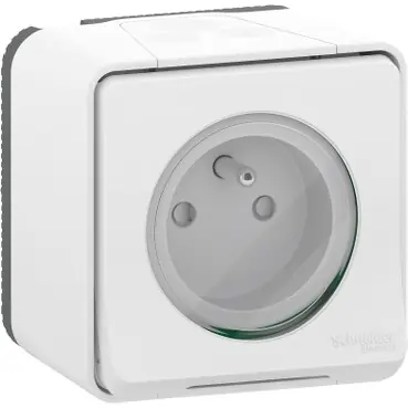 SCHNEIDER MUR39030 MUREVA Kompletní zásuvka 16A 2P+E, clonky, bezšroubová, IP55, bílá Aktuální