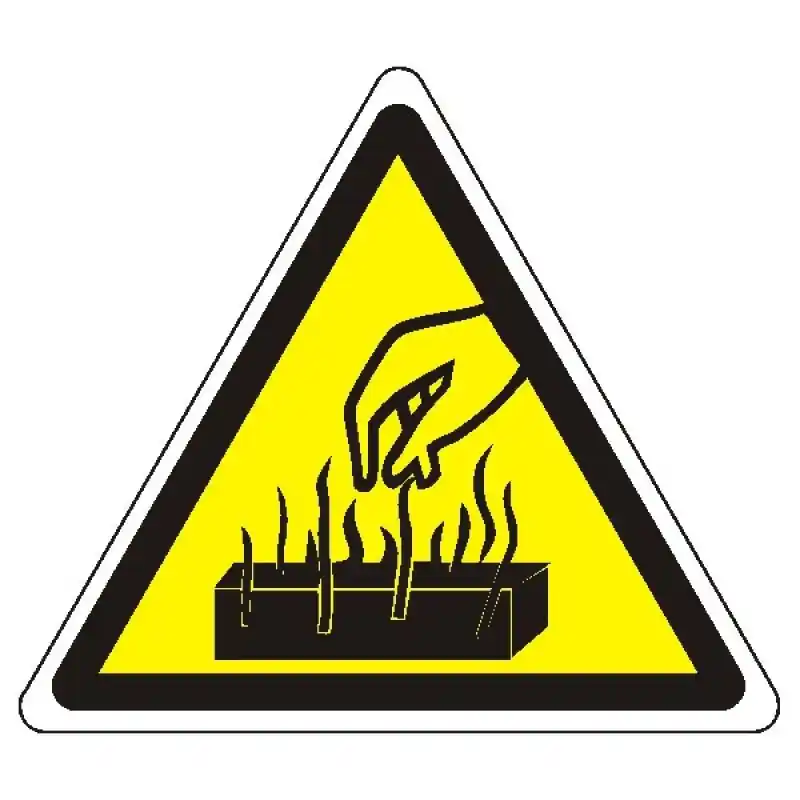 Ověřený STRO.M ZVS07-04-02 Pozor nebezpečí popálení 20x20cm (samolepka)