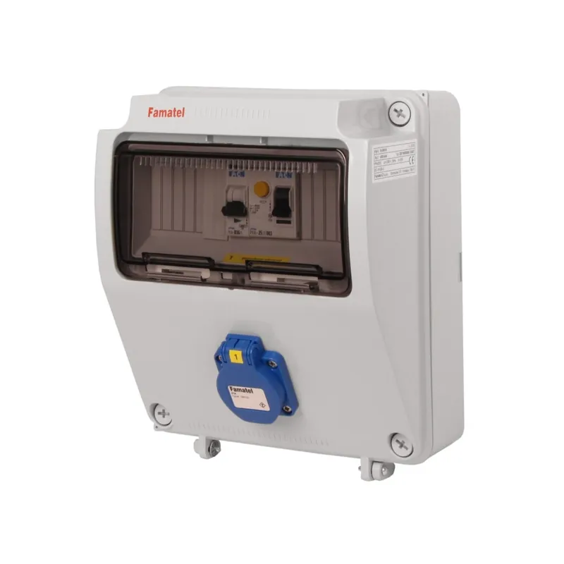 FAMATEL v005-6kA ZSF10000000.1 /3957  Zásuvková skříň IP54 jištěná s chráničem 25/2/003 - přístroje Eaton Dokud Zásoby Vydrží