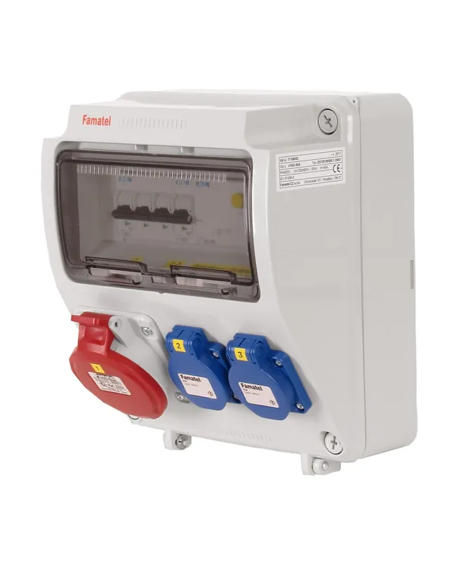 Vysoce Kvalitní FAMATEL v1652-6kA ZSF20100000.1 /3957 Zásuvková skříň IP44 jištěná s chráničem 40/4/003 - přístroje Eaton