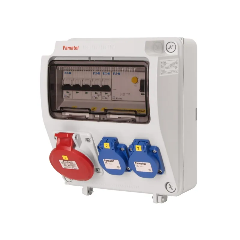 Super Cena FAMATEL v165-6kA ZSF20100000.1 /3957 Zásuvková skříň 2x230V+1x400V 16A 5p IP44 chránič 40/4/003