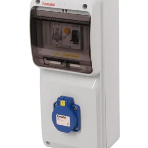 Exkluzivní FAMATEL v008 ZSF10000000.1 /3927  Zásuvková skříň IP54 jištěná s chráničem 25/2/003 - přístroje Eaton