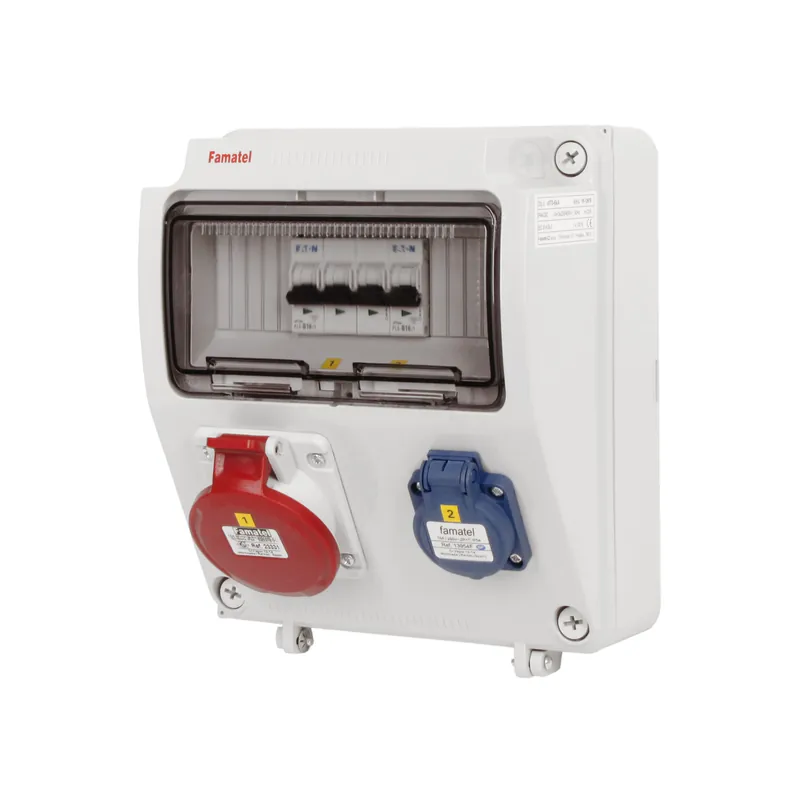 Moderní FAMATEL v070-6kA ZSF10100000.0 /3957  Zásuvková skříň IP44 jištěná bez chrániče - přístroje Eaton