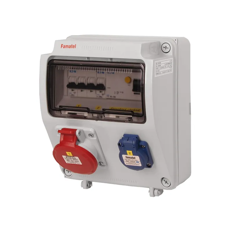 FAMATEL v075-6kA ZSF10100000.1 /3957  Zásuvková skříň IP44 jištěná s chráničem 40/4/003 - přístroje Eaton Časově Omezené