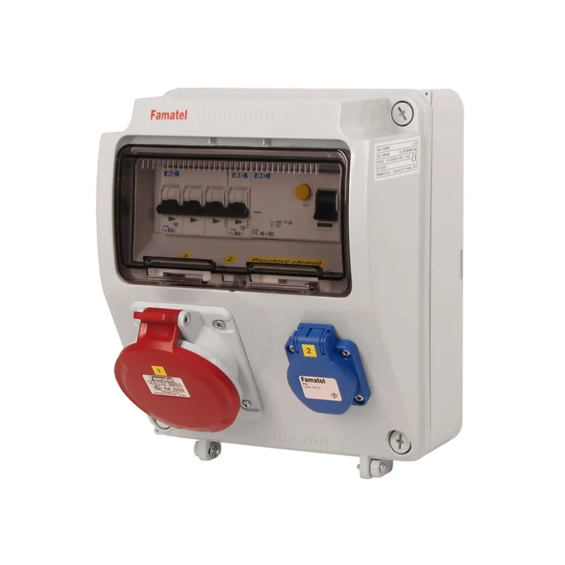 FAMATEL v090-6kA ZSF10001000.1 /3957  Zásuvková skříň IP44 jištěná s chráničem 40/4/003 - přístroje Eaton Jen Po Omezenou Doba