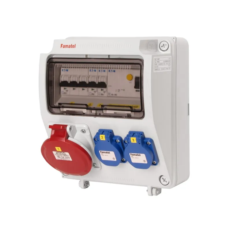 Nejprodávanější FAMATEL v190-6kA ZSF20001000.1 /3957 Zásuvková skříň 2x230V+1x400V 16A 5p IP44 chránič 40/4/003