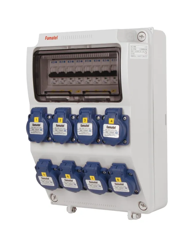 FAMATEL v1107-6kA ZSF80000000.0 /3958 Zásuvková skříň IP54 jištěná bez chrániče - přístroje Eaton Speciální Cena
