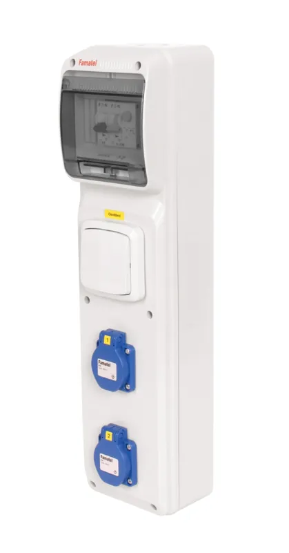 FAMATEL v2205-6kA ZSF20000000.1 /3950 Zásuvková skříň IP44 jištěná s chráničem 25/2/003 - přístroje Eaton Časově Omezené