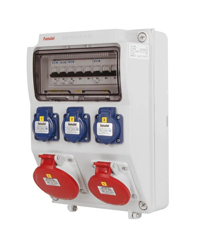 Objednat Nyní FAMATEL v505-6kA ZSF30101000.0 /3958 Zásuvková skříň IP44 jištěná bez chrániče - přístroje Eaton
