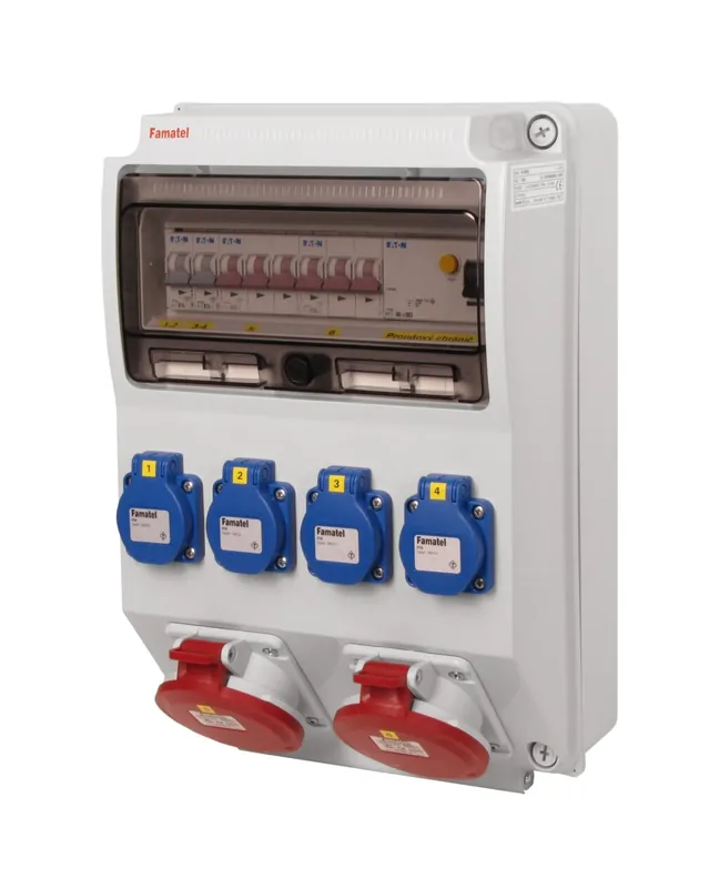 FAMATEL v348 ZSF40002000.1 /3959 Zásuvková skříň IP44 jištěná s chráničem 40/4/003 - přístroje Eaton Nejlepší Cena