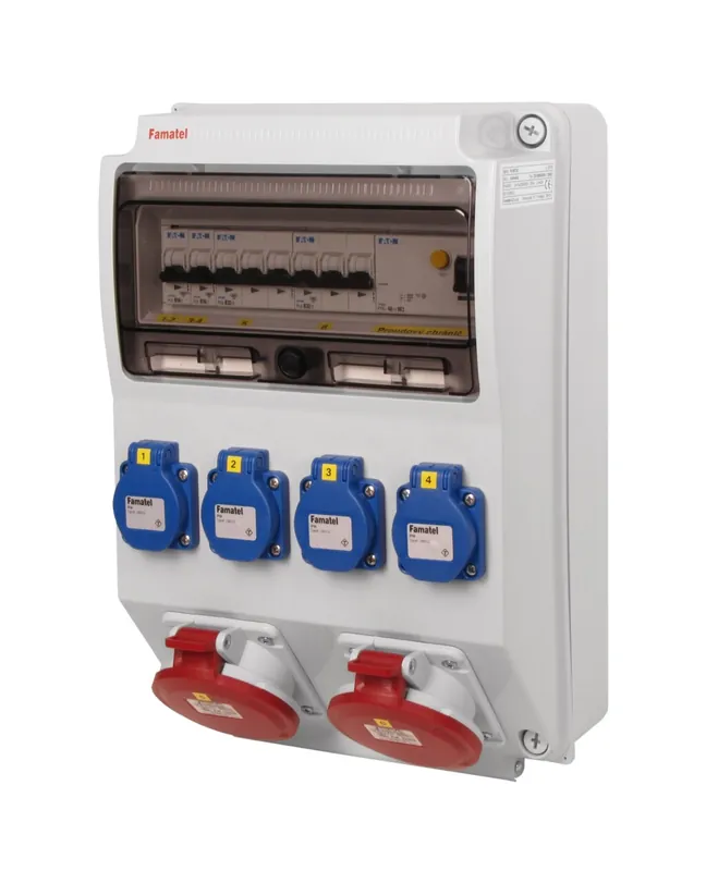 FAMATEL v348-6kA ZSF40002000.1 /3959 Zásuvková skříň IP44 jištěná s chráničem 40/4/003 - přístroje Eaton Koupit Online