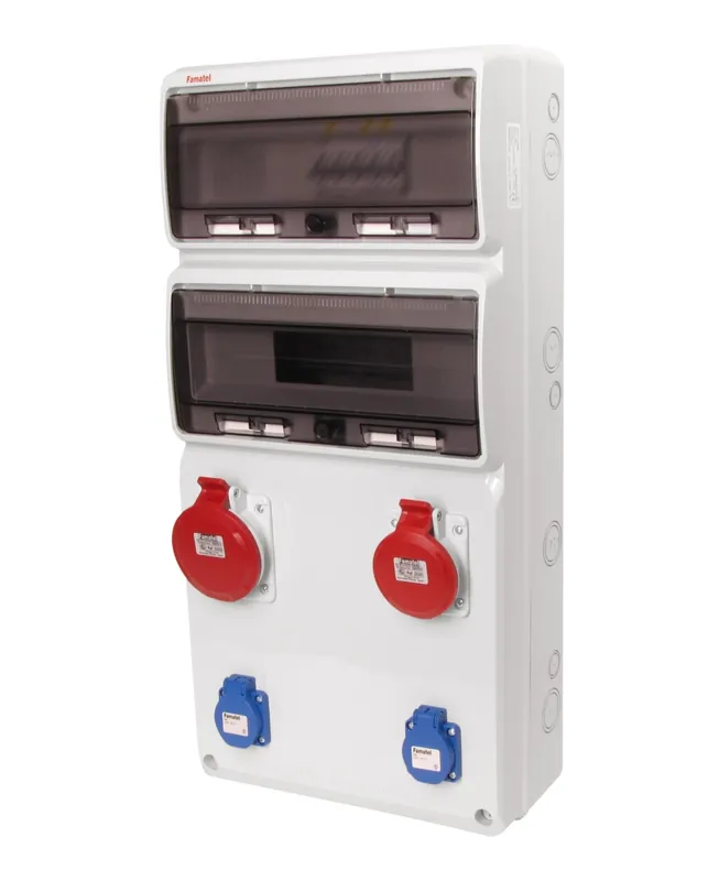 Trendový FAMATEL v31078 ZSF20101000.1 /3977 Zásuvková skříň IP44 jištěná s chráničem 40/4/003 - přístroje Eaton