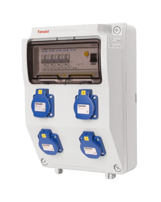 FAMATEL v365 ZSF40000000.1 /3958 Zásuvková skříň IP54 jištěná s chráničem 40/4/003 - přístroje Eaton Vrácení Zdarma