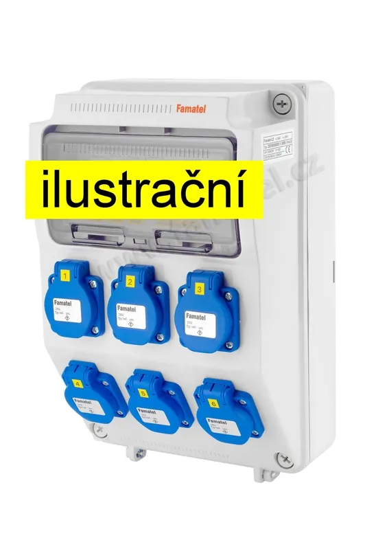 FAMATEL v371-6kA ZSF60000000.0 /3958 Zásuvková skříň IP54 jištěná bez chrániče - přístroje Eaton Autentický