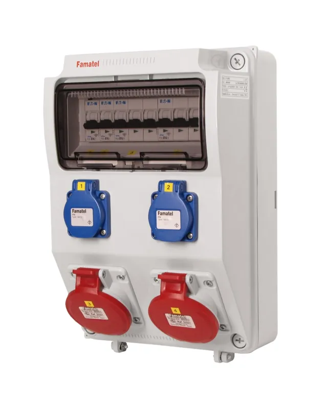FAMATEL v405-6kA ZSF20200000.0 /3958 Zásuvková skříň IP44 jištěná bez chrániče - přístroje Eaton Nízká Cena