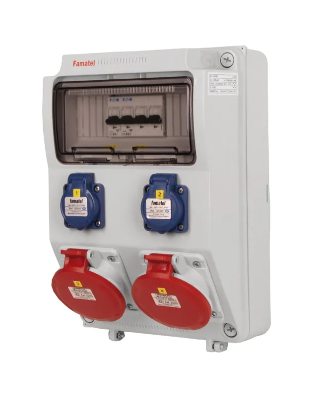 FAMATEL v4201-6ka ZSF20002000.0 /3958 Zásuvková skříň IP44 jištěná bez chrániče - přístroje Eaton Výhodná Nabídka