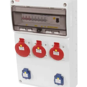 FAMATEL v443 ZSF20201000.1 /3952  Zásuvková skříň IP44 jištěná s chráničem 40/4/003 - přístroje Eaton Ruční Výroba