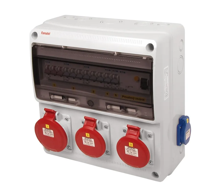 Sezónní Sleva FAMATEL v605 ZSF20201000.1 /3974 Zásuvková skříň IP44 jištěná s chráničem 63/4/003 - přístroje Eaton