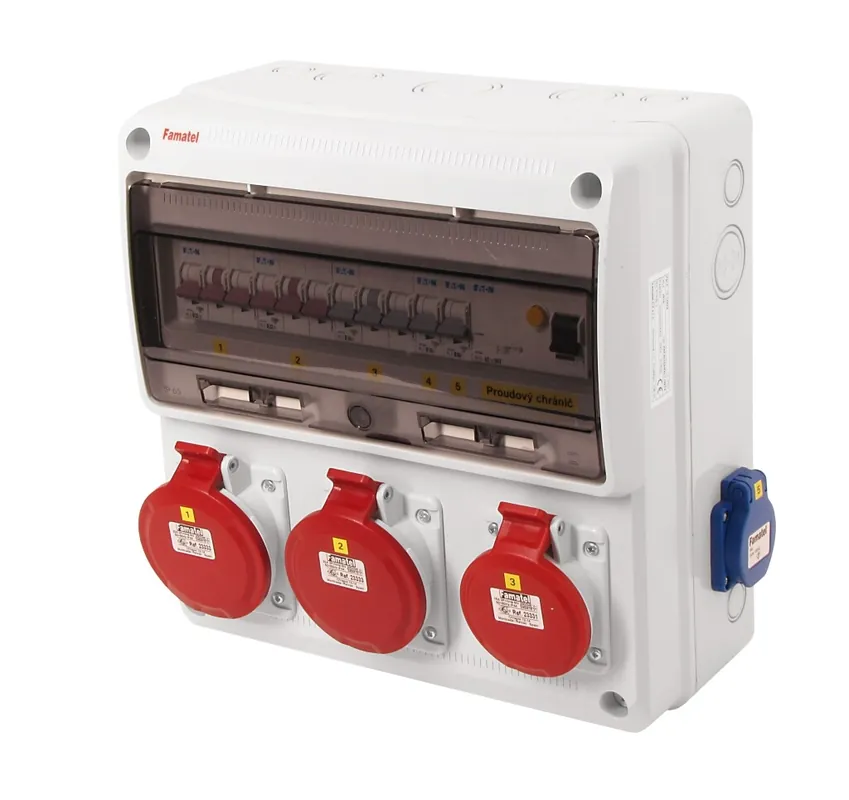 FAMATEL v615-6kA ZSF20003000.1 /3974 Zásuvková skříň IP44 jištěná s chráničem 63/4/003 - přístroje Eaton Top Prodej