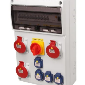 FAMATEL v6672 ZSFV40300000.1 /3952  Zásuvková skříň IP44 jištěná s chráničem 40/4/003 a hl. vy - přístroje Eaton Vysoce Kvalitní