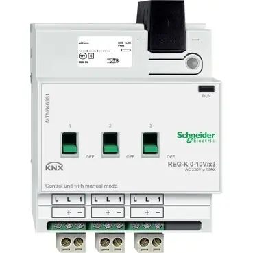 SCHNEIDER MTN646991 MERTEN KNX řídicí jednotka 0-10V/1-10V REG-K/3-násobná+man.režim Časově Omezené