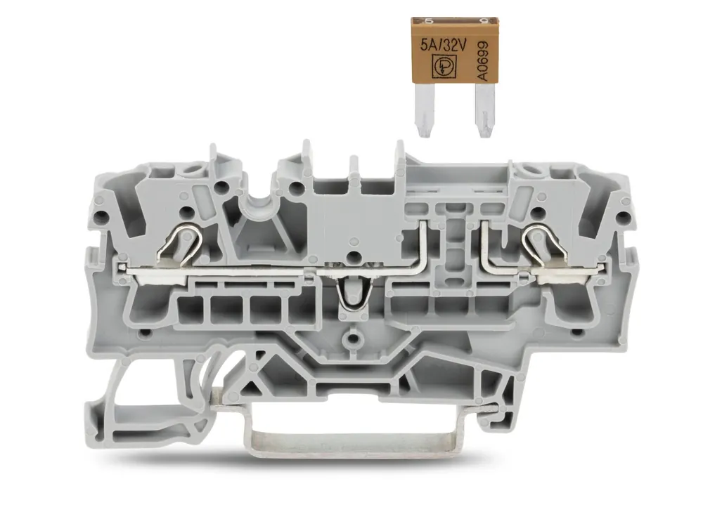 Velkoobchod WAGO 2002-1681 Dvouvodičová pojistková svorka, pro ploché pojistkové vložky, šedá