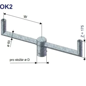 Značkový KOOPERATIVA 12200-00369 OK 2-1500/76 Z výložník pro osvětlovací soustavy