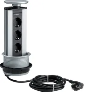 Zlevněný TEHALIT G7343LAN Vestavný zásuvkový sloupek se 3 zásuvkami 230V, Alu-lak