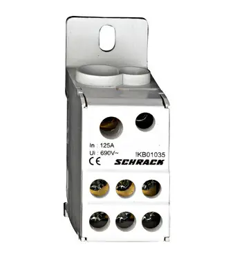 SCHRACK IKB01035-- Distribuční blok 1-pólový 125A, přívod 1x 35mm², vývod 6x 16mm Nízká Cena
