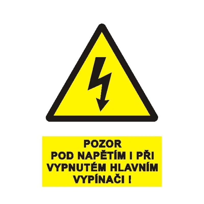STRO.M 0122e-01-01 Pozor pod napětím i při vypnutém hlavním vypínači A8 (samolepka) Horká Nabídka