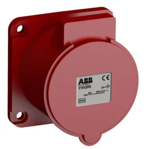 ABB 2CMA102308R1000 Zásuvka vestavná bezšroubová 16A 4p IP44 6h šedá-červená 316QR6 Přímo Od Výrobce
