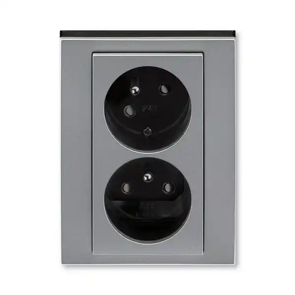 Cenová Bomba ABB 5513H-C02357 69, LEVIT Zásuvka dvojnásobná, s cl., nat.dut.; ocelová/kouř. černá