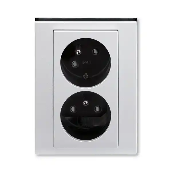 ABB 5513H-C02357 70, LEVIT Zásuvka dvojnásobná, s cl., nat.dut.; titanová/kouř. černá Super Cena