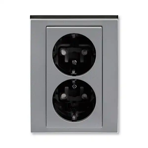 Ihned K Objednání ABB 5522H-C03457 69  Zásuvka dvojnásobná s ochr.kontakty, ocelová/kouř. černá