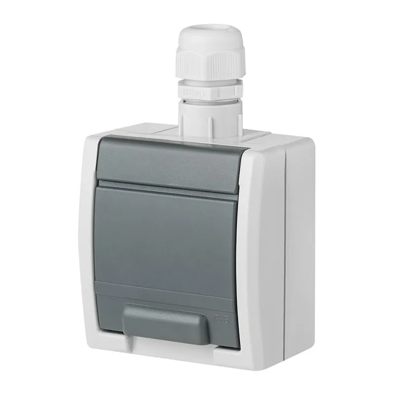 Rychlé Dodání FAMATEL 19182 ATLAS IP65 Zásuvka s vývodkou M20, na povrch, šedá