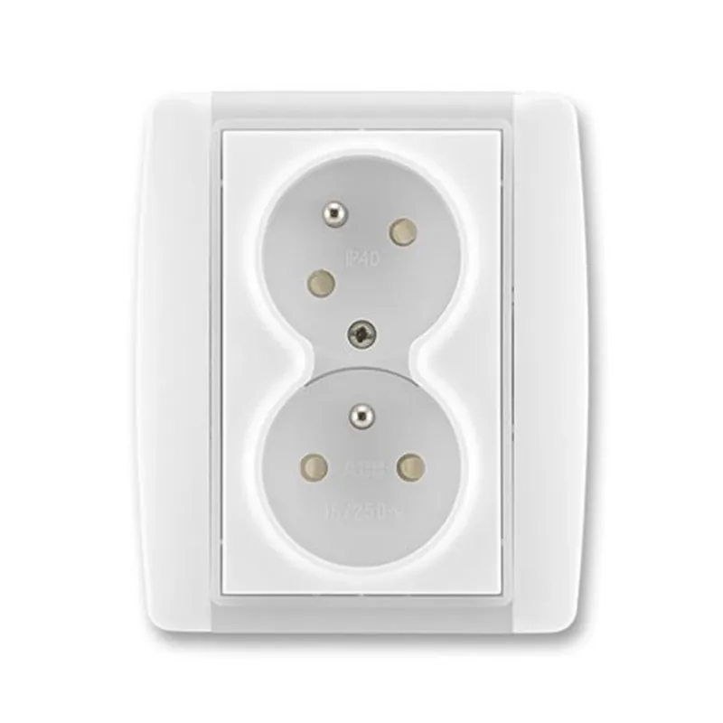 ABB 5513E-C02357 01, ELEMENT Zásuvka dvojnásobná s cl., bezšroub.; bílá/ledová bílá Výhodná Nabídka