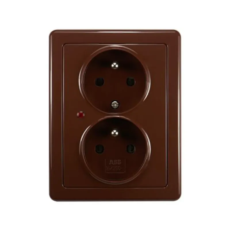 Trendový ABB 5592G-C02349 H1, SWING Zásuvka dvojnásobná, s př.ochr.; hnědá