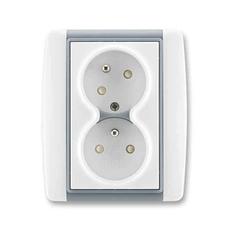 ABB 5513E-C02357 04, ELEMENT Zásuvka dvojnásobná s cl., bezšroub.; bílá/ledová šedá Sezónní Sleva