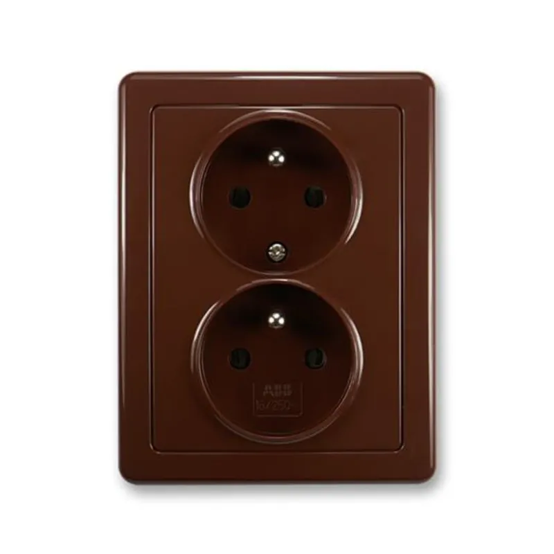 Časově Omezené ABB 5512G-C02349 H1, SWING Zásuvka dvojnásobná s ochrannými kolíky; hnědá