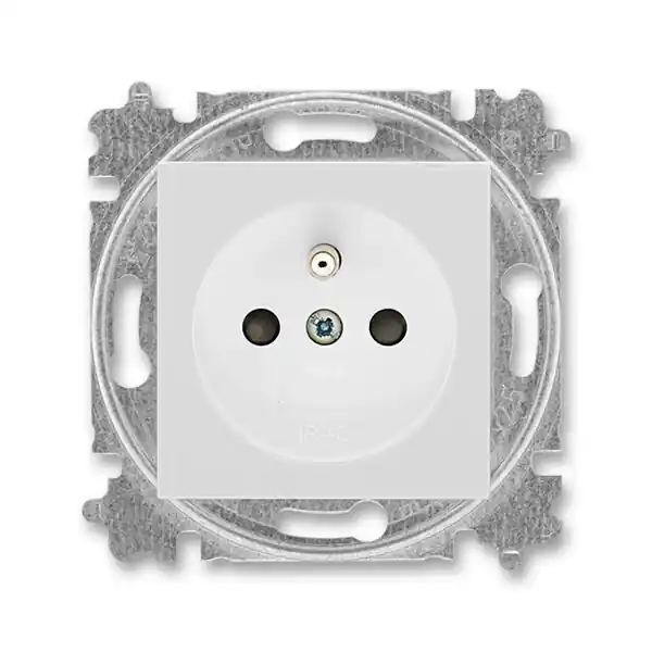 Víkendová Akce ABB 6619H-A06357 16, LEVIT Zásuvka jednonásobná s ochranným kolíkem, s clonkami, šedá / bílá