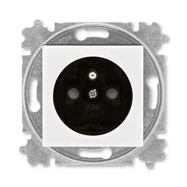 Vysoce Kvalitní ABB 6619H-A06357 62, LEVIT Zásuvka jednonásobná s ochranným kolíkem, s clonkami, bílá / kouřová černá