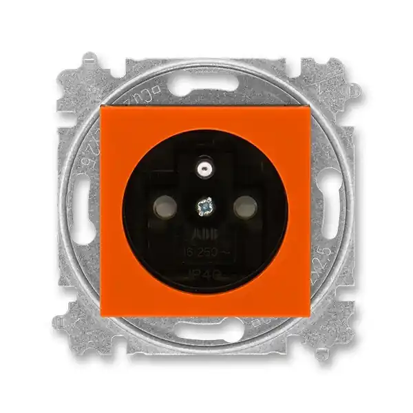 ABB 6619H-A06357 66, LEVIT Zásuvka jednonásobná s ochranným kolíkem, s clonkami, oranžová / kouřová černá Top Prodej